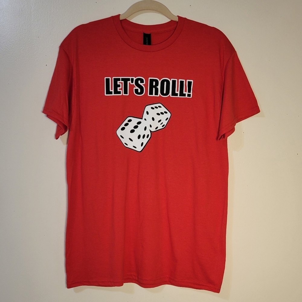 Men's Medium Red Graphic T-shirt "Let's Roll"